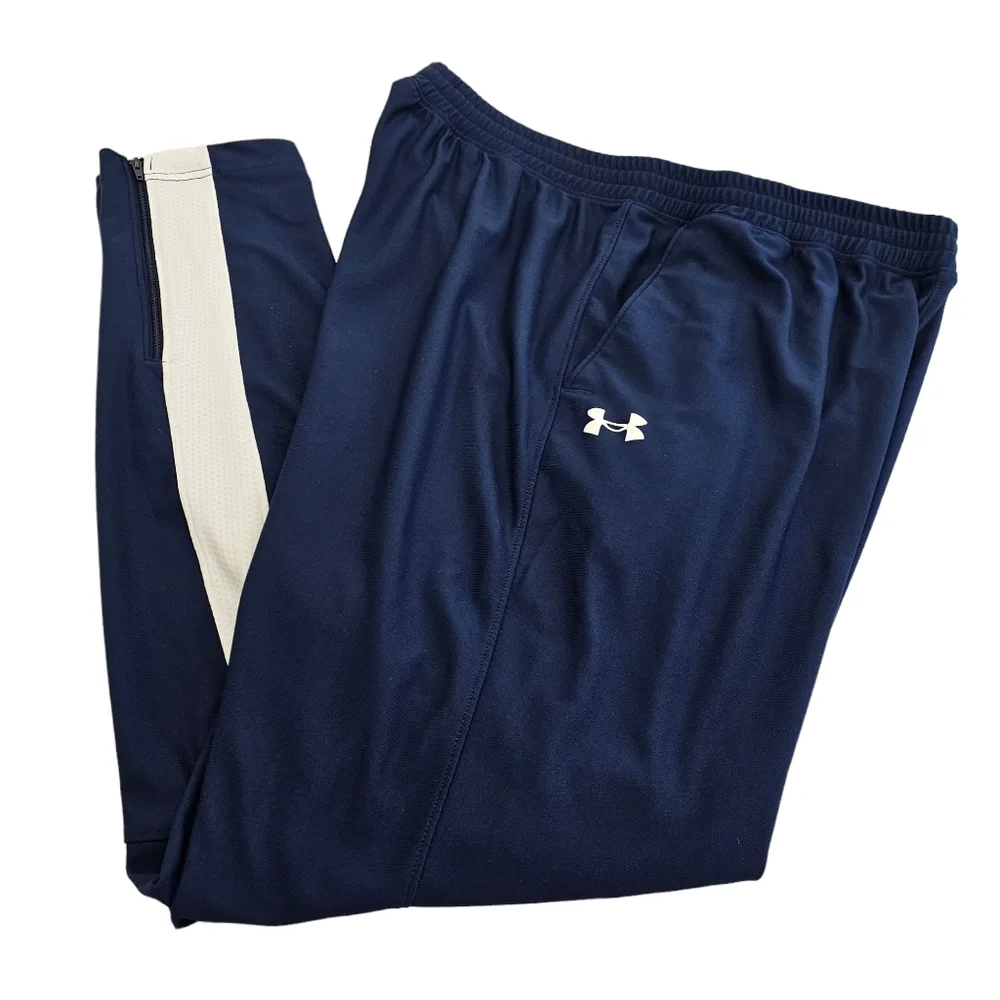 Under Armour Pants Mens Size Extra Large Lightweight Fitted Knit Blue White - Picture 1 of 15